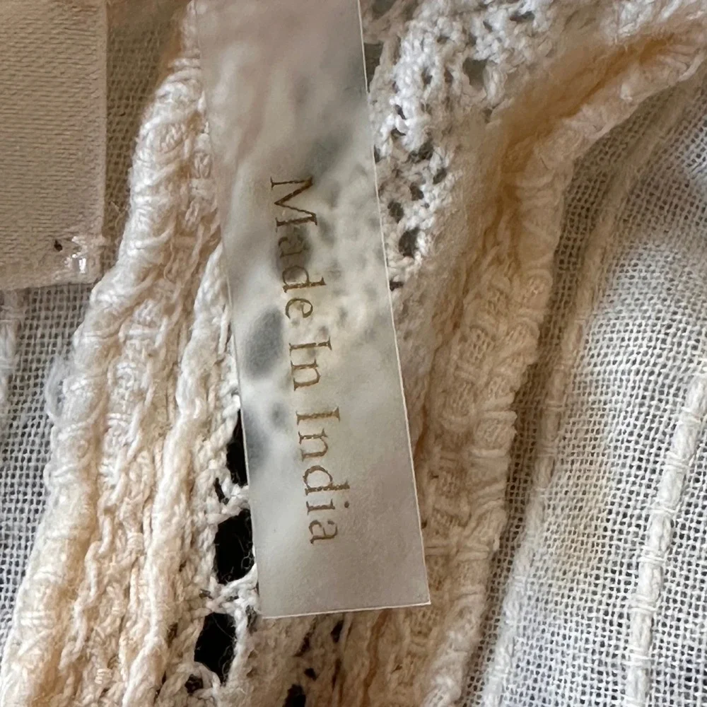 LoveShackFancy SZ SM Natasha Lace Ruffle‎ Mini Dress Cream Ivory Smocked Waist - Picture 10 of 15